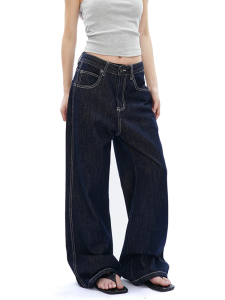 กางเกงยีนส์ทรงตรงสีน้ำเงินเข้มไซส์ใหญ่ ทรงหลวม ทรงสตรีท ทรงเอวสูง ทรงสลิม ทรงหลวม กางเกงขายาวทรงหลวม ทรงลำลอง