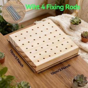Wooden Crochet Shaping Board Square Threading Board with Fixed Rod and Needle Pad Precise Positioning of Yarn