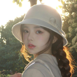 Elegant Womens Fisherman Hat Spring Autumn Hepburn Style Woolen Face Slimming Large Head Circumference Hat New Model Gift Hat