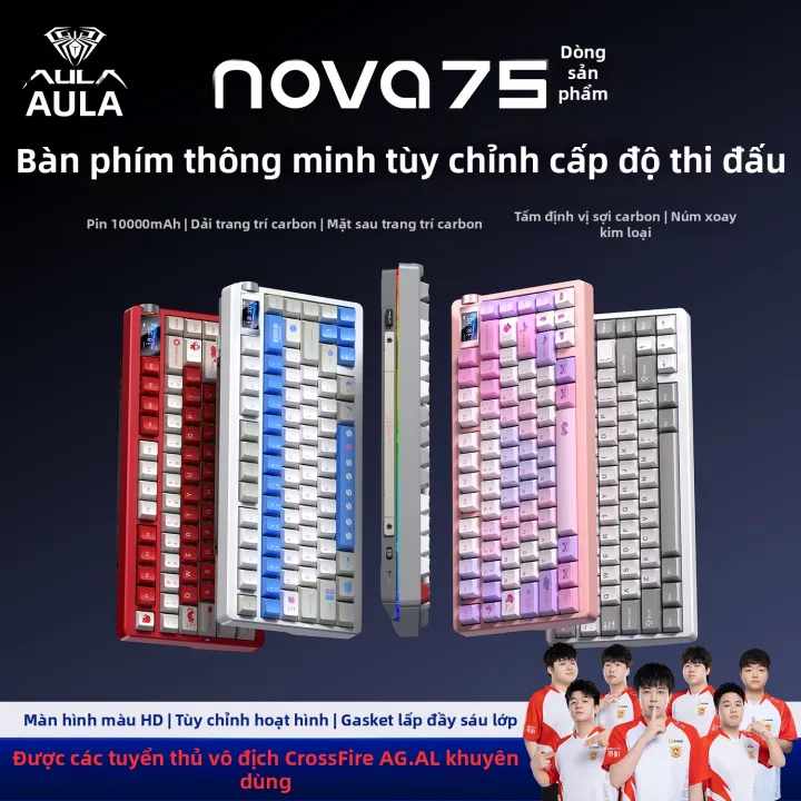AULA | Bàn Phím Cơ Custom AULA Nova 75 - 3 Chế Độ Kết Nối (Bluetooth/Wireless 2.4G/USB), Layout 75%, Thiết Kế Đẹp Cho Nữ, Dùng Cho Văn Phòng | BigBuy360 - bigbuy360.vn AULA | Bàn Phím Cơ Custom AULA Nova 75 - 3 Chế Độ Kết Nối (Bluetooth/Wireless 2.4G/USB), Layout 75%, Thiết Kế Đẹp Cho Nữ, Dùng Cho Văn Phòng | BigBuy360 - bigbuy360.vn