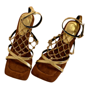 Stylish Sheepskin Glittering Crystal Heels 1