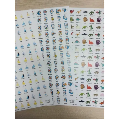 Combo 10 tờ sticker có lời khen tiếng Anh khổ A4.10 mẫu khác nhau