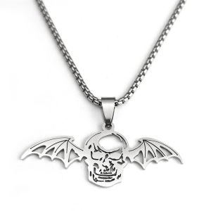 Fashion Halloween Gothic Vampire Bat Skull Wings Stainless Steel Necklace For Men and Women Titanium Steel Jewelry Gifts