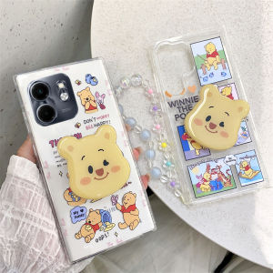 Ins Casing Infinix Smart 9 Hot 50 Pro+ 50i Hot50 Pro + Plus 4G 5G New Trend Creative Fashion Pooh Bear Spongebob Anti-fall Shockproof Phone Case with Bracket and Bracelet 2024