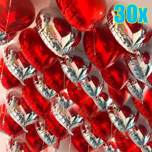 【Ready Stock】30-5PCS 18inch Red Heart Foil Balloons Inflatable Helium Balloon DIY Birthday Party Ornaments For Valentines Day Wedding Party Gifts