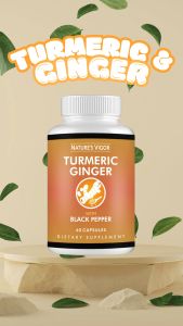NATURE’S VIGOR Turmeric Root Extract with Ginger & Black Pepper – Joint Digestion Immunity & Heart Health Support