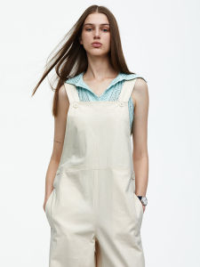 ROHEME สูง เอว ขาตรง เดนิม ชุดเอี๊ยม ผู้หญิง ฤดูใบไม้ผลิ ฤดูใบไม้ร่วง หลวม Lazy Style Pure ผ้าฝ้าย สีขาว กางเกงยีนส์ขากว้าง