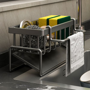 Kitchen Sink Storage Rack Dishcloth Drainer Faucet Steel Wool Ball Organizer Simple Style Home Use Stainless Steel
