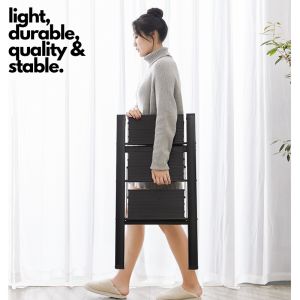 Nexcam Lightweight Aluminum Alloy Foldable Multipurpose Step Ladder - 3/4 Step Super Hardness, Anti-Slip, Space-Saving Design