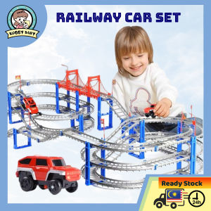 KOGGY Electricity Track Car Toys Engineering Railcar Children Educational Assembly Slot Pathway Car Toys DIY Track Car Toys Boy Toys Gray Colorful Railcar Electric High-speed Track汽车玩具
