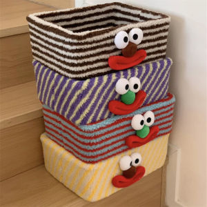 Creative Clown Themed Plush Storage Box Rectangular Desktop Organizer for Cosmetics Snacks Miscellaneous Items Stack High