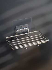 304 Stainless Steel Punch-Free Drain Soap Box Bathroom Double-Deck Home Bathroom Large Wall-Mounted Soap Holder