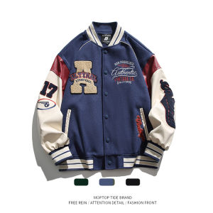 Wh Mr. Phong Cách Mỹ Bóng Chày Áo Khoác Mùa Xuân Nam Mùa Thu Độ Nhạy Cao Áo Khoác Ngoài Siêu Đẹp Cặp Đôi Nối Áo Khoác Thời Trang