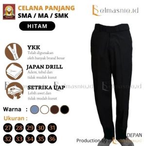 Celana Sekolah Smp Sma seragam sekolah celana panjang laki laki no 25 - 36 - Model Reguler, Bahan Jepang Drill/Katun Drill Grade A