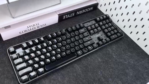 FANTASY E LIFE MOFii Crystal Arc Triple-mode Translucent Backlit Keyboard USB Wireless Wired Bluetooth Connection Rechargeable Keyboard with RGB Lighting Gaming Keyboard Unique Office Keyboard Work with PC Laptop Tablet Android IOS Phone Nice Gift