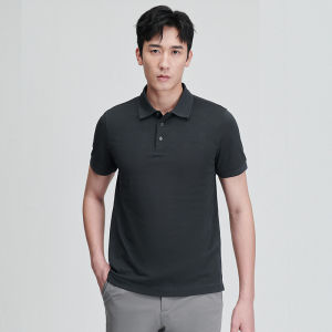 New Trendy Versatile Solid Color Polo Shirt Volcano Grey