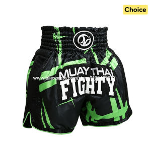 Muay Thai Shorts for Men Women Kids Green Stripes Satin Boxing Shorts Kickboxing MMA Fight Shorts for Training Sparring Fighting