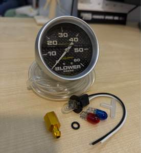 Blower Meter Auto Meter Carbon Face Blower Press Meter 60psi / Boost Press 35psi Meter for Diesel 4x4 Combo Set with Titanium Ring & Titanium Stand