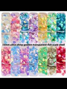 180pcs/Bag13mmTransparent Shell Mermaid Fish Scale Sequins PVC Paillettes DIY Wedding Sewing Dress Craft Lentejuelas Accessories