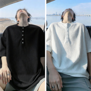 Mark Fairwhale | Summer Thin Short Sleeve T-Shirt Slim Henry Collar
