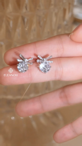 Bông tai nữ chuôi bạc 925 Eleanor Accessories hình nơ đính đá phụ kiện trang sức khuyên tai 9646