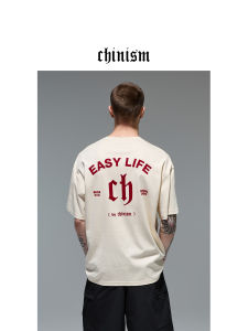 CHINISM | Fluffy Letter Print Mens Short Sleeve T-Shirt