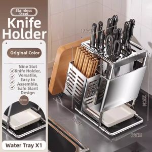 B&W | Multifunctional Kitchen Knife Stand 304 Stainless Steel Organizer