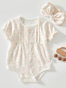 ฤดูใบไม้ผลิ ฤดูใบไม้ร่วง Pure ผ้าฝ้าย แขนสั้น เด็กทารก บอดี้สูท สามเหลี่ยมไม่เย็บ เด็กทารก เสื้อผ้าเด็กแรกเกิด เด็กทารก ชุดสบาย ผ้าฝ้าย ชุดสูท