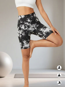 Super Soft High Waisted Tie Dye Sport Biker Shorts for Women No See Running Yoga Athletic Gym Shorts