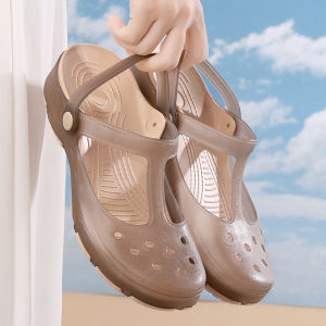 Giày Thể Thao Thông Thường Mùa Hè Dành Cho Nữ Giày Sandal Làm Tắc Nghẽn - Giày Đế Bằng PVC Trên EVA Giày Đi Biển Thời Trang Giày Trơn