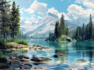 Scenic Forest Lake Landscape Artwork Jigsaw Puzzle 500/1000/1200/2000PCS Stress Relief Puzzle Wall Art Decor Gift