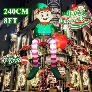Người Lùn Trang Trí Giáng Sinh Bơm Hơi 8FT Với Túi Quà Và Đèn LED Tích Hợp Để Trang Trí Sân Vườn Ngoài Trời Trong Dịp Giáng Sinh
