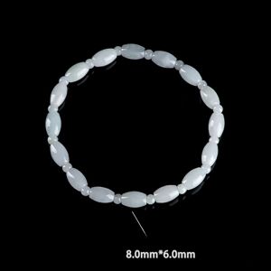 Lucky Natural A-grade Jade Light Green Oval Bucket Beaded Women Bracelet with Certificate