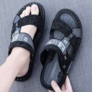Mens Sandals Summer Sports Driving Beach Two-use Anti-slip Deodorant Soft Bottom Slippers Breathable Slip-on Flat Heel