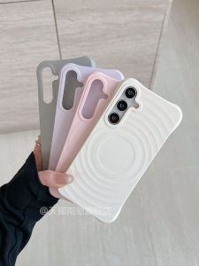 เคสโทรศัพท์แบบดูดซับแม่เหล็ก Samsung S25 Ultra ดีไซน์น่ารัก ป้องกันการตกหล่น ด้านหลังเป็นยางน้ำแข็ง สีม่วง สำหรับ Xiaomi 15 Ultra