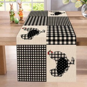 VIKAMA American Country Patchwork Table Runner Polka Dot Rustic Polyester Linen-Like Phụ Kiện Trang Trí Bàn Ăn Cho Quán Cà Phê Nhà Hàng Và Gia Đình