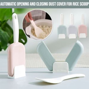 Automatic Opening And Closing Dust Cover For Rice Scoop Rice Scoop Storage Rack Long-Lasting Easy To Clean