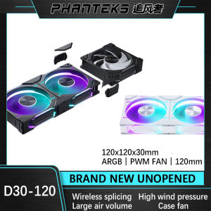 PHANTEKS D30-120 12cm ARGB Splicing-Free Chassis Cooling Fan 30mm Thick 7 Blades High Wind Pressure Four-Sided Illusion