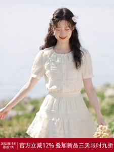 Lingjiu French Style Sweet Soft Short Sleeve Shirt Half Skirt Womens Complete Set New 2025 Summer Fashion Casual Wear