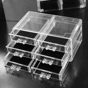 กล่องเก็บเครื่องประดับอะคริลิกโปร่งใสแบบลิฟต์สำหรับเก็บแหวน สร้อยคอ เครื่องประดับแบบชั้นวาง กล่องเก็บกระดุม