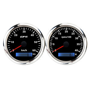 RYSJM | 85mm GPS Speedometer Tachometer 2 Gauge Set 30-200KM/H 3000-8000RPM with GPS Antenna 7 Colors Backlight Odometer for Universal