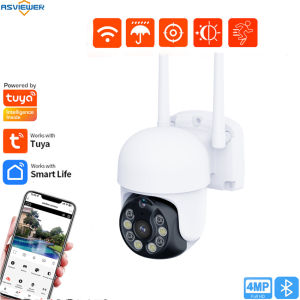 4MP Outdoor Tuya IP Wi-Fi PTZ Camera Auto Tracking 2 Way Audio Smart Night Vision LAN Port CCTV Security Camera