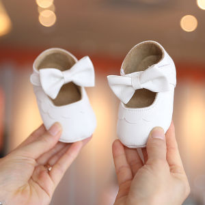 Newborn Baby Girls Shoes First Walkers Cute Soft Baby Kids Girls Princess Shoes Bow Baby Shoes lace Christmas present 0-18M#