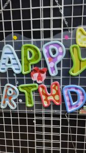 ป้ายไฟ neon Happy Birthday ตกแต่งหน้าร้าน ขนาด 80X40X1cm สไตล์ดีไซน์โมเดิร์น