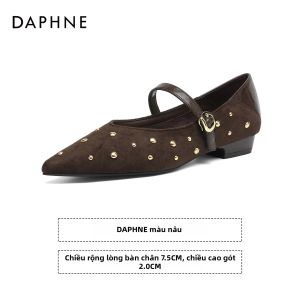 Daphne | Giày Nữ Da Đế Thấp Đầu Nhọn Có Chốt