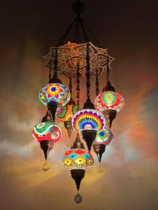 Turkish Chandelier Bohemian Colorful Mosaic Glass Light Ceiling Light Retro Specialty Restaurant Hotel Living Room Homestaycafe Handmade Chandelier