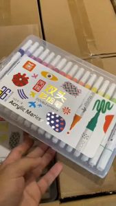 Bút màu Acrylic Marker Dual Tip 2 đầu tiện lợi có thể vẽ được trên nhiều chất liệu mực tươi sáng an toàn