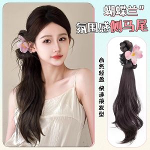ที่คาดผมหางม้าสีน้ำตาลธรรมชาติ ที่คาดผมหางม้าสไตล์จีนใหม่ วัสดุเทียมผม แฮร์ริงก์ คลิป วิเคราะห์ข้อมูลผม วัสดุเส้นผมเทียม