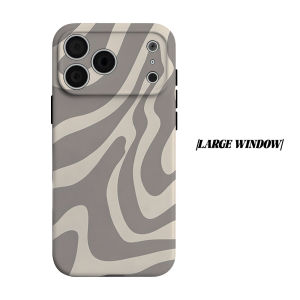 Gray Abstract Wave Phone Case for iPhone 18 17 16 15 14 13 12 11 Air Pro Max Plus Double-layer Cover