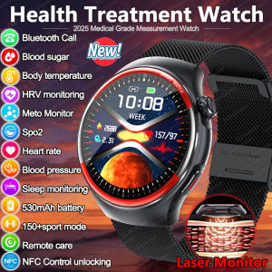 2025 Brand Medical Grade AI laser Monitor treatment Smart Watch Men Blood pressure Blood sugar Heart rate New Health Smartwatch